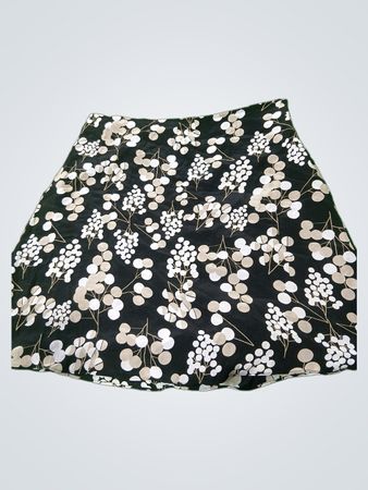 Mossimo Damen schwarzer A-Linien-Rock mit Blumenmuster