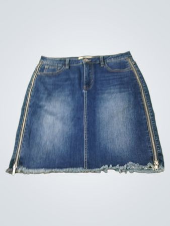 Re-Dress Jeans-Denimrock mit Reißverschlussdetails