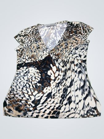 Melanie Lyne Damen-Top mit Animal-Print und V-Ausschnitt
