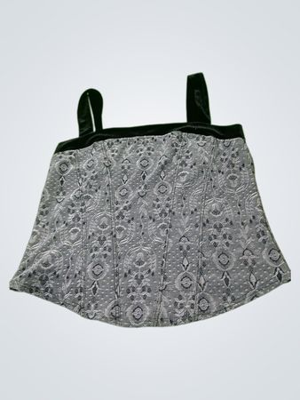 Graues Jacquard-Korsett-Top mit schwarzen Trägern