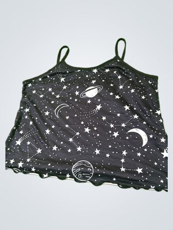 Black Camisole with Celestial Print