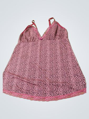 Chemise à imprimé léopard rose avec bordure en dentelle