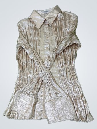 Jane Blue By Puli Damen Beige Knitter-Button-Up-Hemd L/G