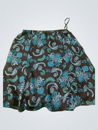 Brown and Blue Floral Print Skirt