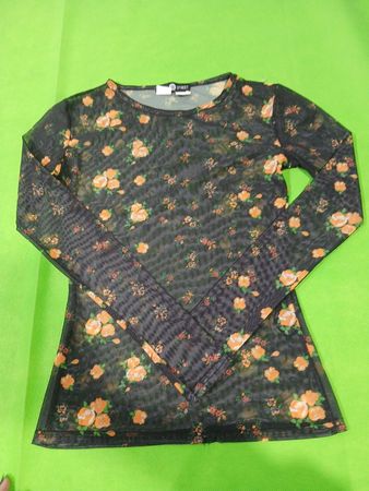 Daisy Street Black Floral Mesh Top