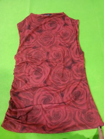 AMISU Rose Print Mesh Top
