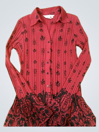Chemise boutonnée à motif extensible COMO rouge et noir