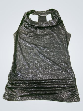 SUZY SHIER Black Rose Print Halter Top