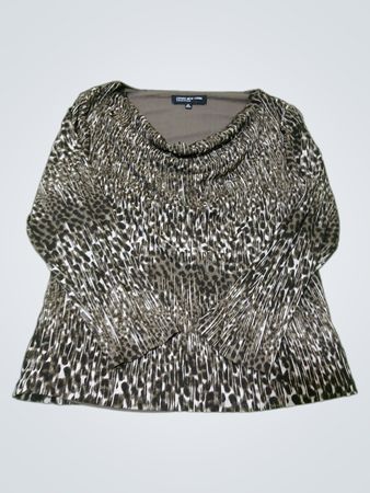 Jones New York Collection Blusa com Gola Cowl e Estampa Animal