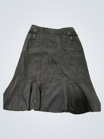 BGN&CO. Black Suede Ruffle Skirt