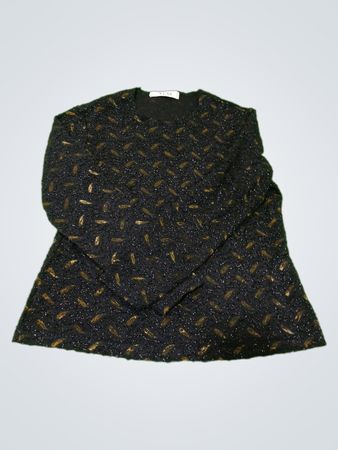 NESS Black and Gold Beaded Long Sleeve Top
