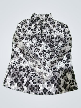 IKUL Maglia a maniche lunghe con zip a 1/4 e stampa leopardata