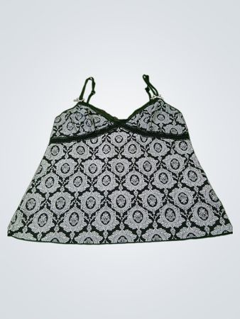 Camisola con motivo a righe/contrasto bianco e nero con bordo in pizzo