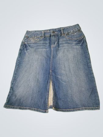 Denim Skirt with Embellished Waistband