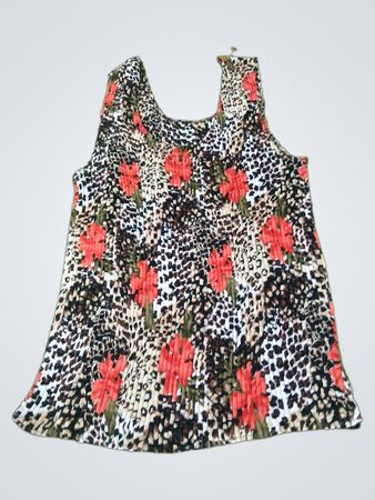 Sleeveless Top with Floral and Animal Print