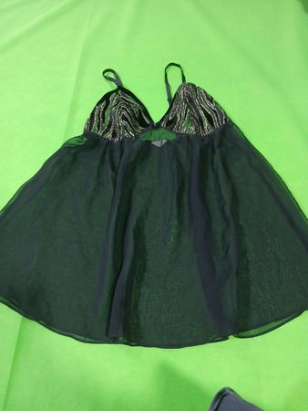 Black Sheer Babydoll with Embellished Bust