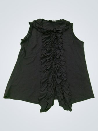 DKNY Blusa Preta Sem Mangas com Babados