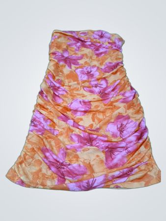 Ruched Floral Strapless Dress