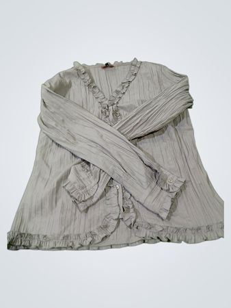 LIV COLLECTION Blouse plissée grise à volants pour femme Taille 42