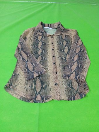 Camicia da donna a maniche lunghe con stampa serpente e bottoni davanti