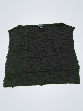 Black Textured Short Sleeve Top