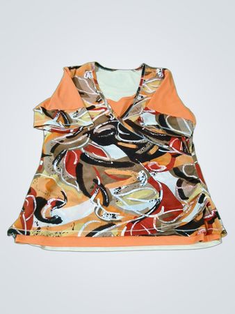 Orange and Brown Abstract Print Blouse