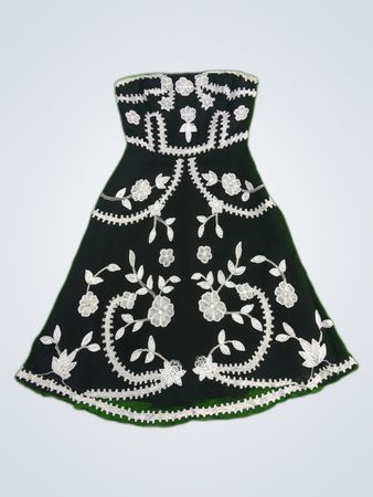 Adrianna Papell Evening Black Embroidered Strapless Mini Dress