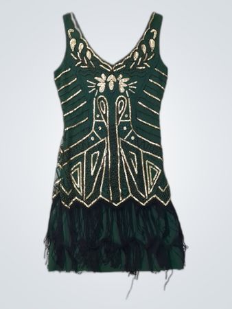BABEBEYOND Green Sequin Party Mini Dress