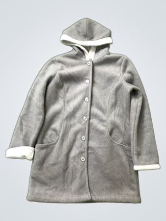 d&co. denim + company gray fleece hooded coat with white trim