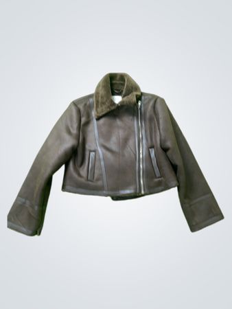 EDIT JASON WU Brown Faux Fur Lined Aviator Jacket