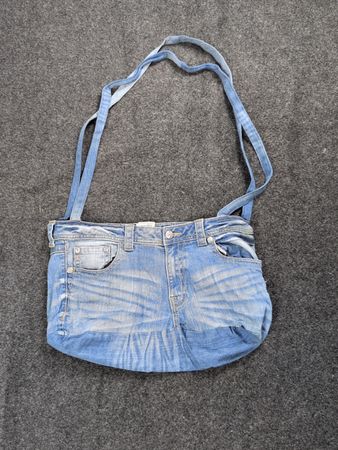 Upcycled Miss Me Denim Shoulder Bag