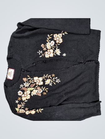 TIARA INTERNATIONAL Schwarzer bestickter Cardigan