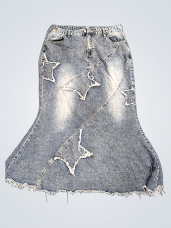 ROMWE Denim Maxi Rock mit Stern-Ausschnitten