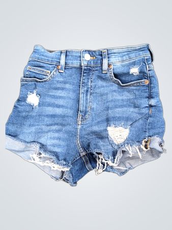 H&M Damen Blaue Denim Zerrissene Shorts