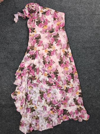 Grace Karin Floral Print Ruffle Maxi Dress
