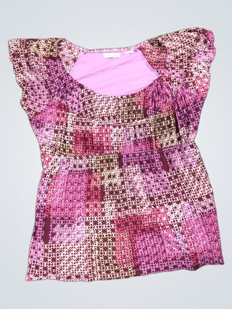 Liz & Co. Damen lila gemusterte Bluse