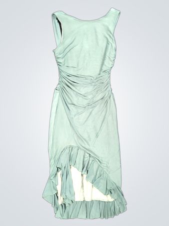 Hellgrünes Rüschkleid mit Rüschensaum