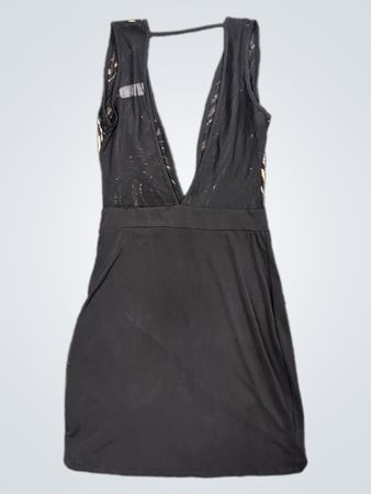 Topia Pailletten-Detail Schwarzes Kleid