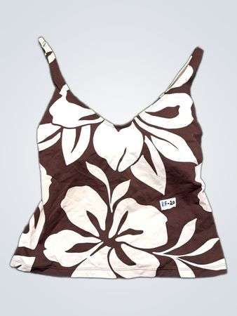 Brown and White Floral Tank Top