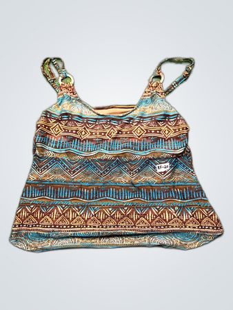Blue and Brown Patterned Tank Top