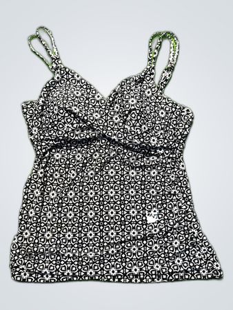 Black and White Floral Pattern Tank Top