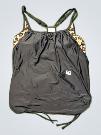 Aubax Women’s Black & Leopard Print Swim Top
