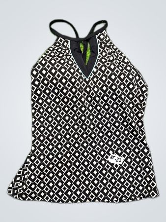 Unbranded Black and White Geometric Print Swim Top