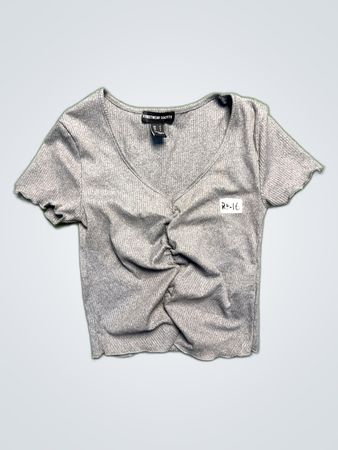 Streetwear Society Gray Ribbed Short Sleeve Top