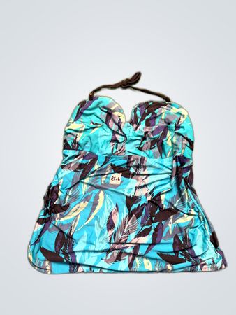Blue Floral Halter Neck Swim Dress