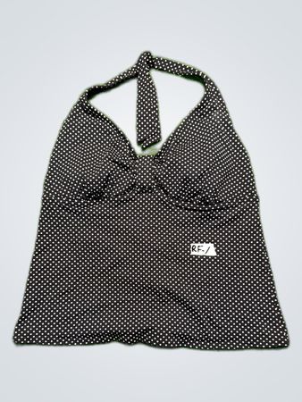 Lands' End Black Polka Dot Halter Swim Top