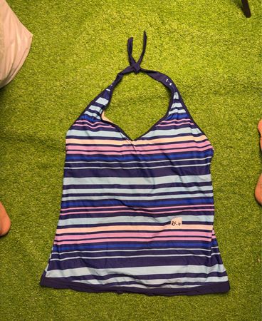 Striped Halter Neck Tank Top