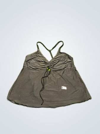 Black and White Striped Tankini Top