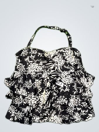 Floral Halter Neck Ruffled Swimsuit Top