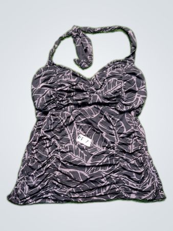 Merona Black and Gray Leaf Pattern Halter Top